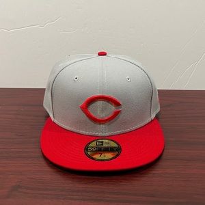 New Era, 59Fifty Fitted Hat, Cincinnati Reds, Grey & Red